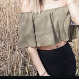 Off the Shoulder Tube Top Olive Green Women's